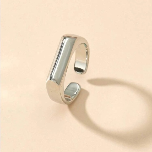 Silver Bar Open Adjustable Ring - Picture 2 of 10